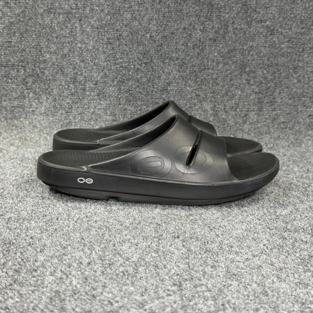 Oofos OOahh Sport Slide Sandals Men's 10 Black Athletic Running Recovery Beach